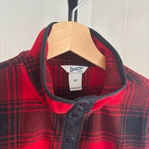 Duluth Trading Double Back Printed Fleece Pullover Womens XS Buffalo Plaid 52819